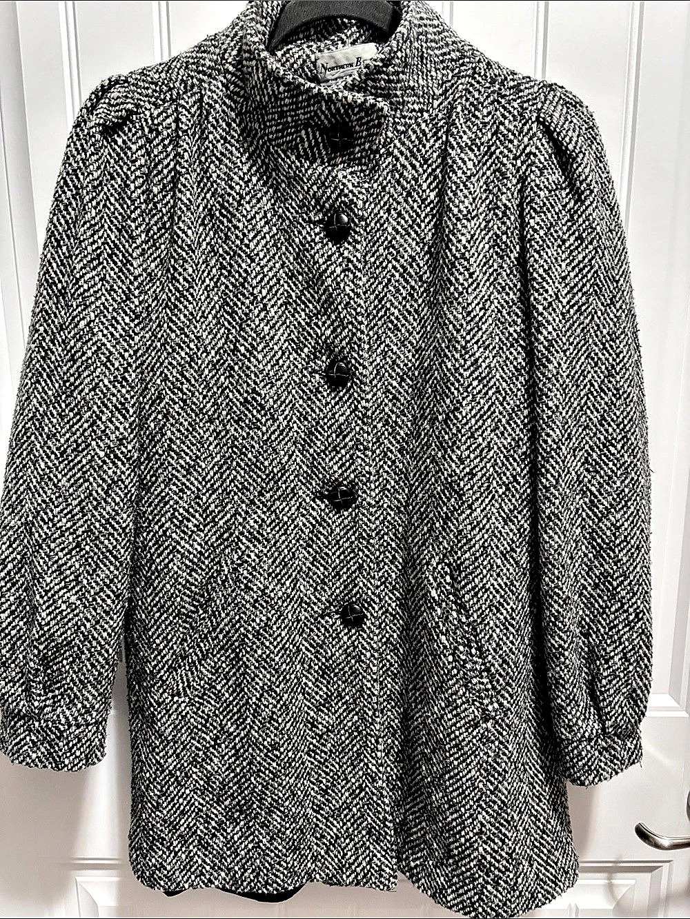 Vintage Northern Belle Size 10 Herringbone Tweed Coat USA Union Made